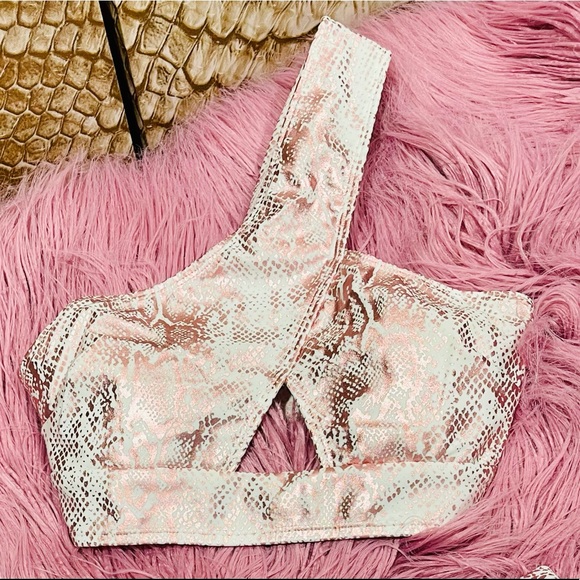 NEW ASOS Metallic Snake One-Shoulder Cutout Bikini - Picture 3 of 11